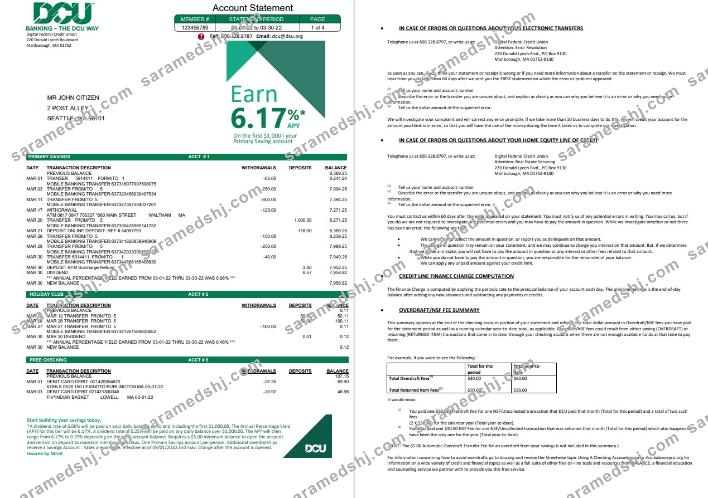 USA Massachusetts Digital Federal Credit Union (DCU) bank 5 pages